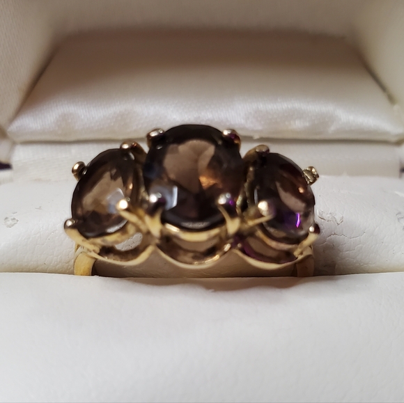 SETA Gold Tone Sterling Silver Ring w/Stones - Picture 4 of 10